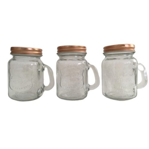 Porta Tempero Kit 3 Mini Caneca Vidro com Tampa Cobre 110ml