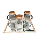 Ver imagem 2 de Porta Tempero Kit 3 Mini Caneca Vidro com Tampa Cobre 110ml