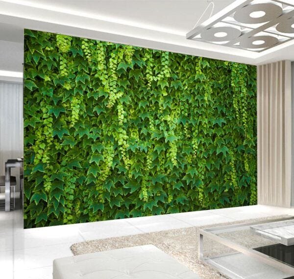 Papel de parede em TECIDO AutoColante 3D, Lavável. Rolo com 3m Alt x1,38m Larg Folhagem 1 - 1