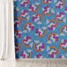 Papel de parede em TECIDO Adesivo 3D, Lavável. Rolo com 3m Alt x1,38m Larg Infantil Unicórnio Azul - 1