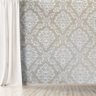 Papel de parede em TECIDO AutoColante 3D, Lavável. Rolo 3m Alt x1,38m Larg Medalhão Bege Branco - 1