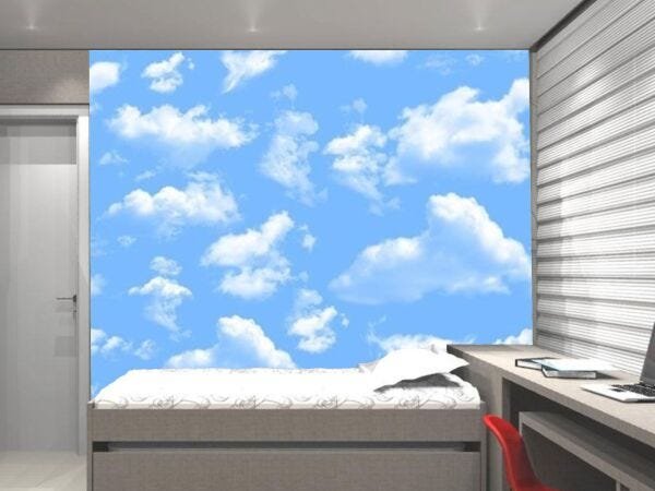 Papel de parede em TECIDO AutoColante 3D, Lavável. Rolo 3m Alturax1,38m Largura nuvem - 2