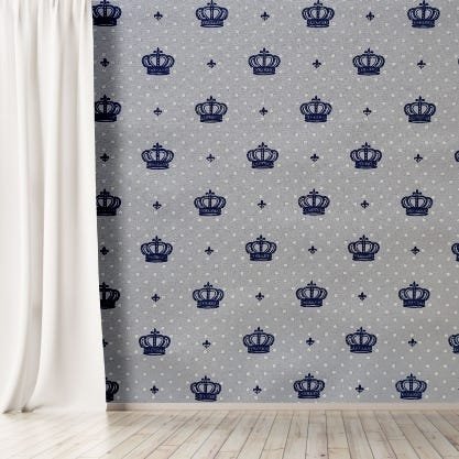 Papel de parede em TECIDO AutoColante 3D, Lavável. Rolo 3m Alturax1,38m Largura infantil coroa azul - 1