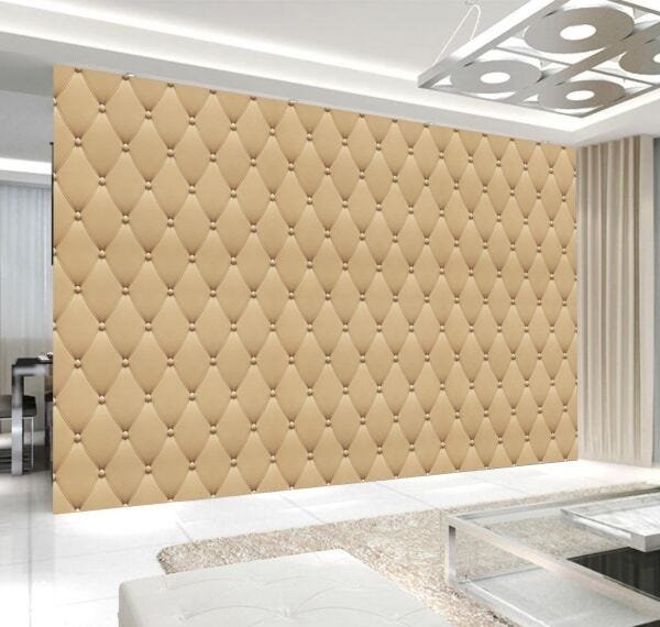 Papel de parede em TECIDO AutoColante 3D, Lavável. Rolo 3m Alturax1,38m Largura botone bege - 1