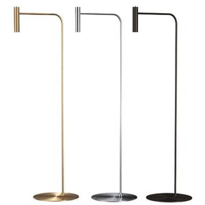 Luminária Chão Moderna Coluna Metálica Slim para 1 Mini Dicroica 1,35 - Prata