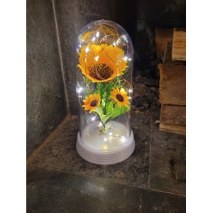 Luminária Girassóis Encantados A Bela E A Fera Grande - Branco-pérola