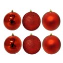 Ver imagem 1 de Jogo 6 Bolas Natal Vermelho Mistas Glitter, Fosca e Lisa Grande 10cm - Bela Flor