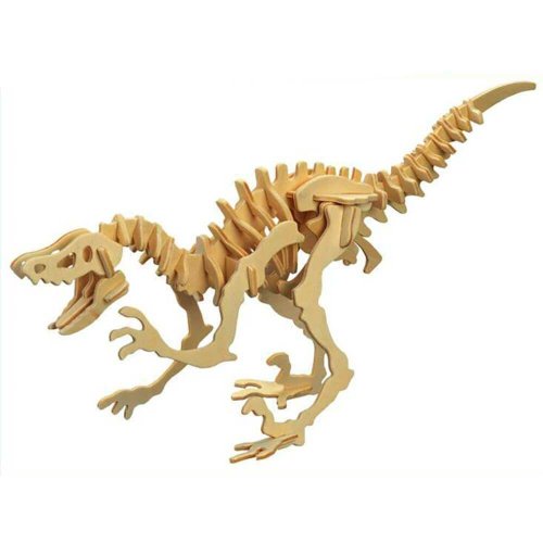 Quebra Cabeça 3D Dinossauro Velociraptor - 41 Peças - MDF Cru