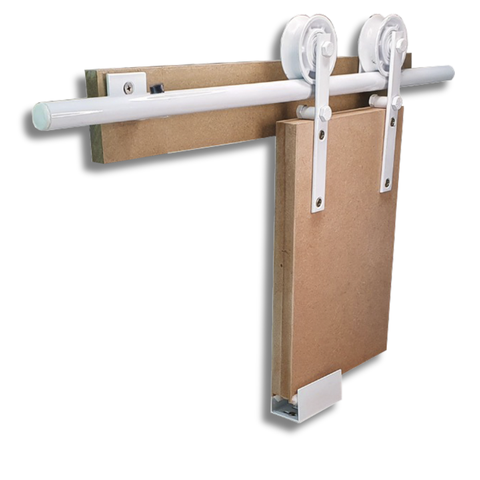 Kit para Porta até 90cm Roldana Aparente Tubular Branco - 1,80m (sem a Porta)