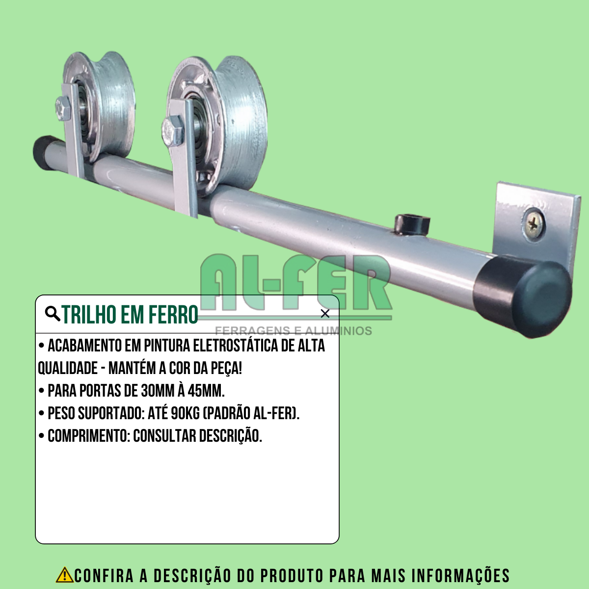 Kit para Porta até 100cm Roldana Aparente Tubular Prata - 2m (sem a Porta) - 5