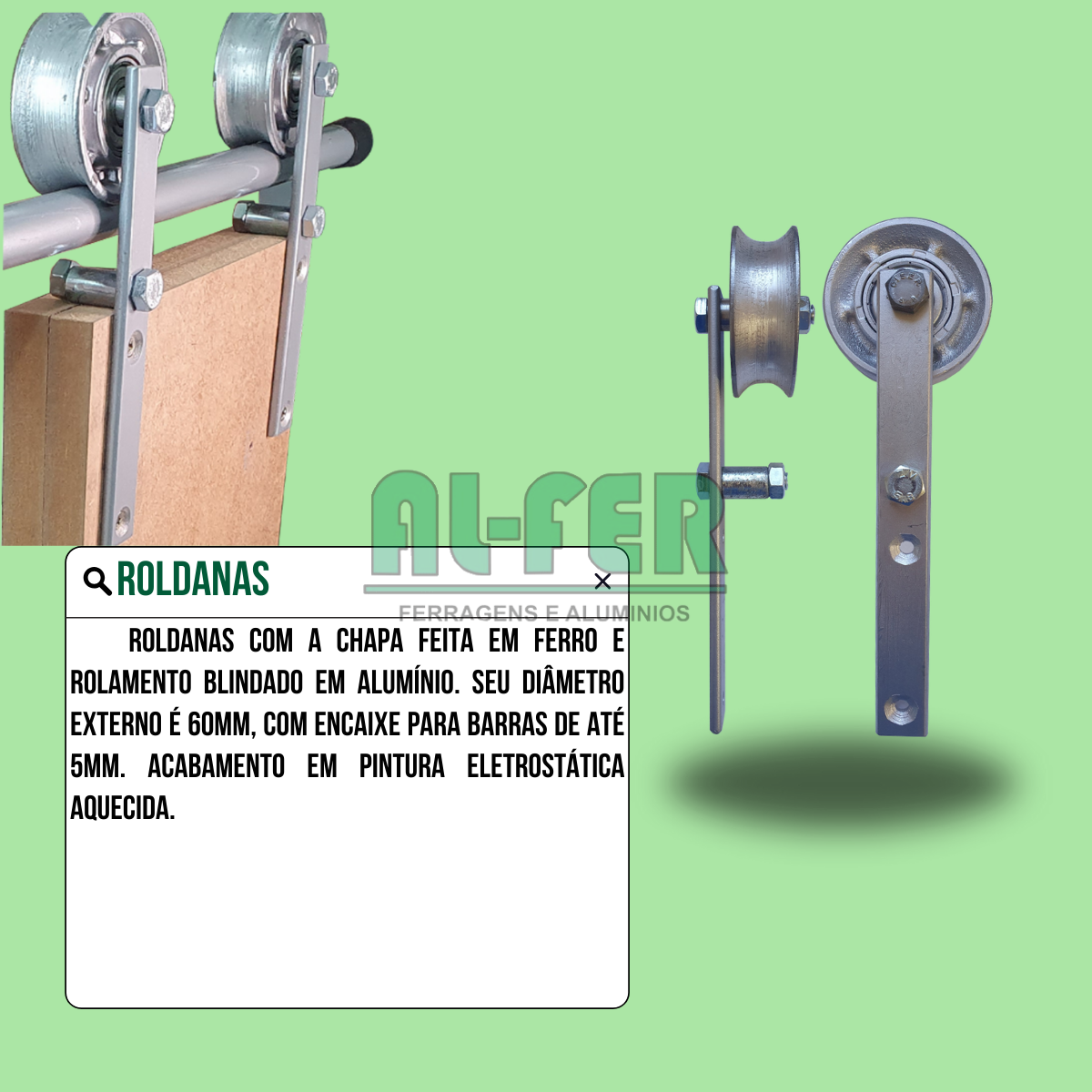 Kit para Porta até 100cm Roldana Aparente Tubular Prata - 2m (sem a Porta) - 6