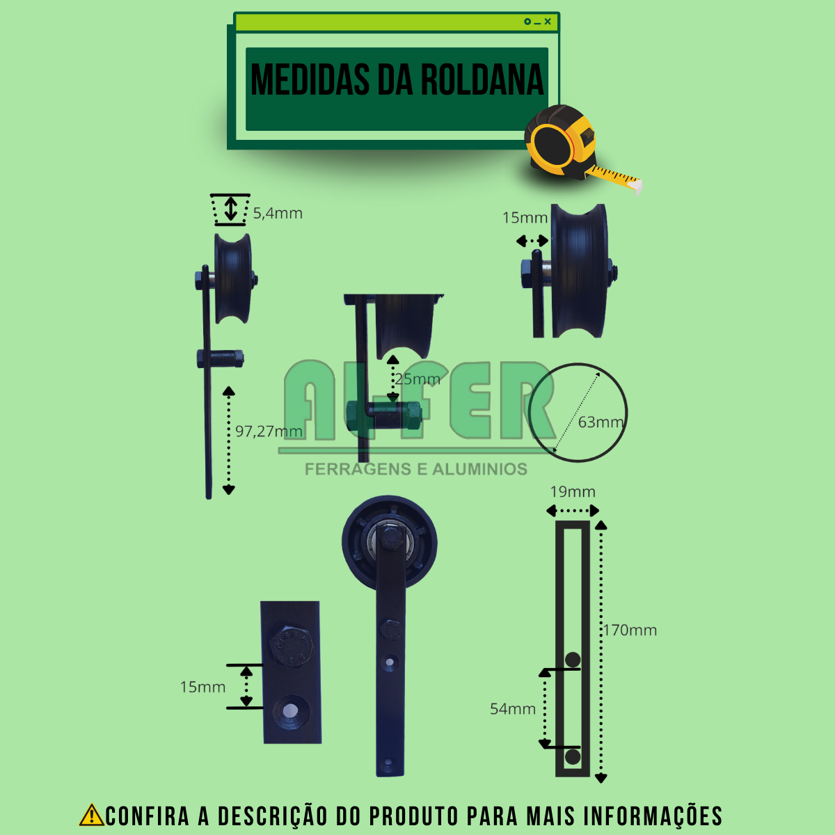 Kit para Porta até 100cm Roldana Aparente Tubular Preto - 2m C/ Puxador - 4