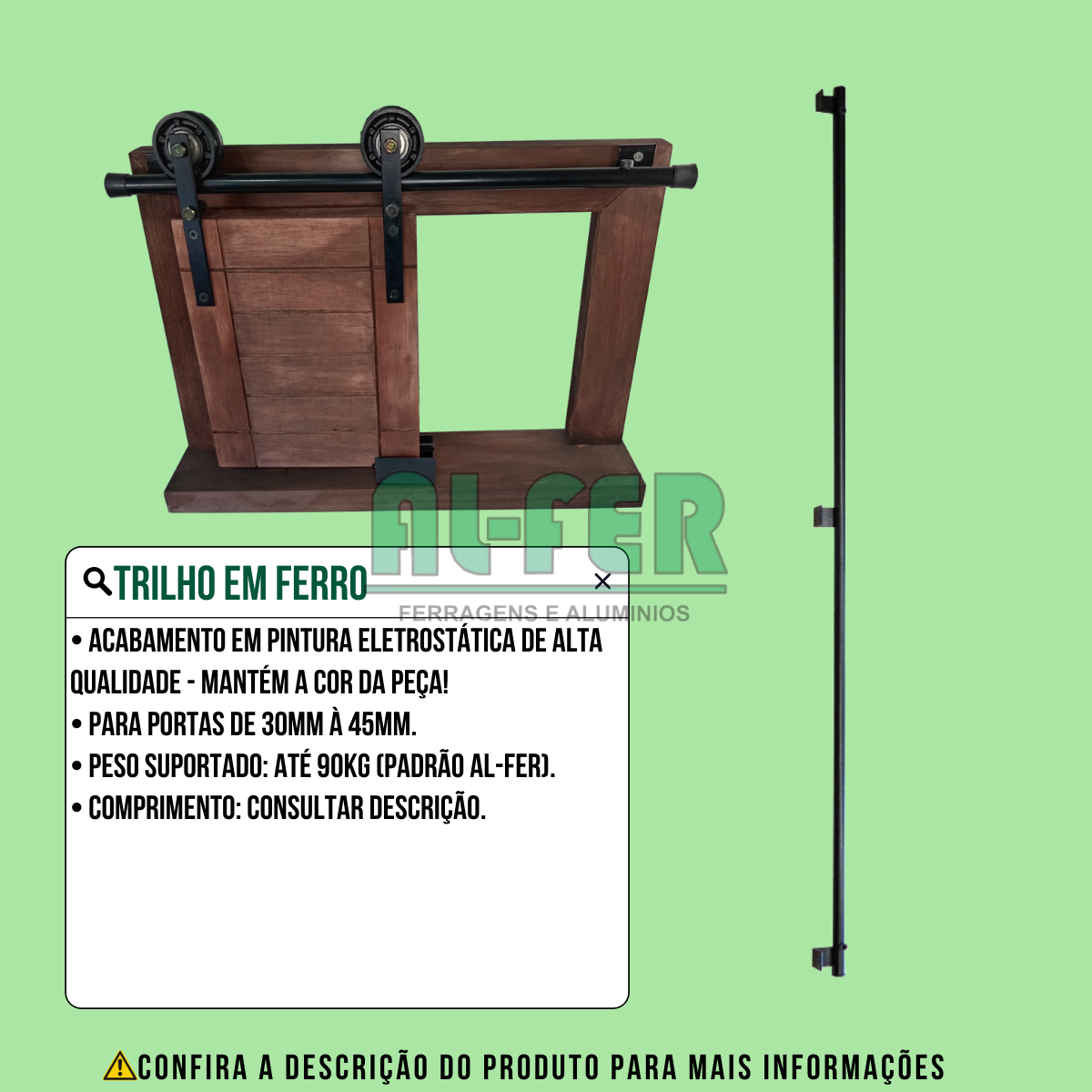 Kit para Porta até 90cm Roldana Aparente Tubular Preto - 1,80m C/ Puxador - 5