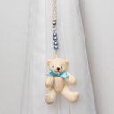 Ver imagem 2 de Kit 2 Peças Abraçadeira de Cortina Cordão Bege com Pelúcia Urso Articulado e Pingente Azul