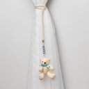 Ver imagem 1 de Kit 2 Peças Abraçadeira de Cortina Cordão Bege com Pelúcia Urso Articulado e Pingente Azul