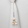 Kit 2 Peças Abraçadeira de Cortina Cordão Bege com Pelúcia Urso Articulado e Pingente Azul - 1