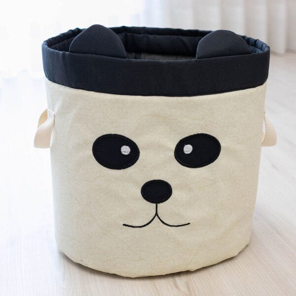 Kit 2 Peças Cestos Organizadores Médio e Grande Panda Preto - 2