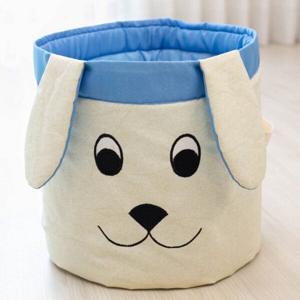 Cesto Organizador Quarto de Bebê Tamanho Médio Cachorro Azul - 1
