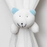 Kit 2 Peças Abraçadeira de Cortina Cordão Branco com Pelúcia Urso e Pingente Azul - 2