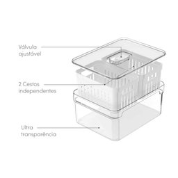 Organizador Geladeira Clear Fresh C/ Cesto Duplo 2,2l - 5