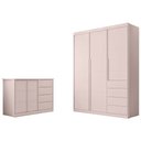 Ver imagem 2 de Jogo de Quarto com Guarda Roupa 3 Portas e 4 Gavetas + Cômoda 2 Portas e 4 Gavetas Pérola Rosê - Pho
