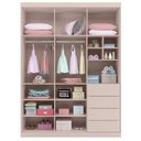 Ver imagem 4 de Jogo de Quarto com Guarda Roupa 3 Portas e 4 Gavetas + Cômoda 2 Portas e 4 Gavetas Pérola Rosê - Pho