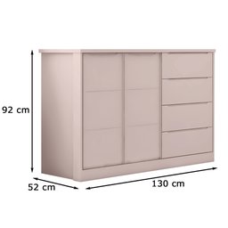 Jogo de Quarto com Guarda Roupa 3 Portas e 4 Gavetas + Cômoda 2 Portas e 4 Gavetas Pérola Rosê - Pho - 5