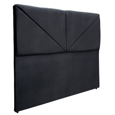 Cabeceira Modular V Cama Box Estofada Luxo Suede Rbl:casal Tradicional/cinza