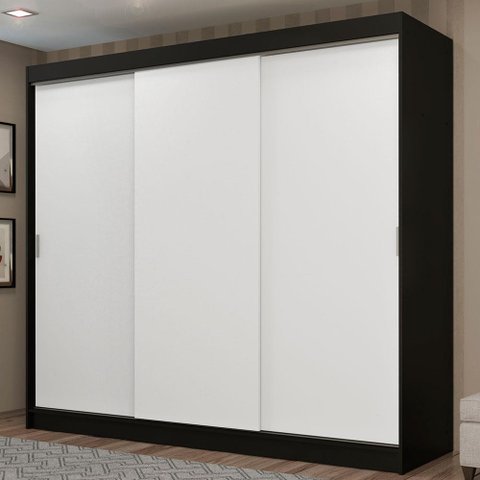 Guarda-roupa Casal Madesa Kansas 3 Portas de Correr 3 Gavetas