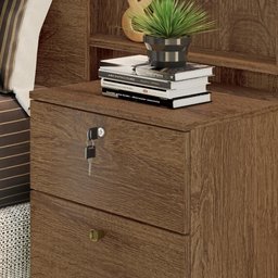 Cabeceira com Mesas Laterais 2 Gavetas 100% Mdf Santorini Brauna - Móveis Europa - 5