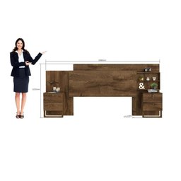 Cabeceira com Mesas Laterais 2 Gavetas 100% Mdf Santorini Brauna - Móveis Europa - 6