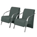 Ver imagem 1 de Kit 2 Poltronas Decorativas Vênus 1 Lugar Braço Pé Alumínio DSalla Suede Verde