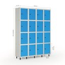 Ver imagem 3 de Armário Roupeiro Locker Guarda-Volume de Aço 16 Portas Pequenas com Fecho para Cadeado Vestiário Azul/Cinza