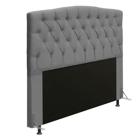 Cabeceira Greta Cama Box Casal 140cm Linho Cinza