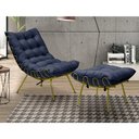 Ver imagem 6 de Kit 2 Puff Decorativo Sala de Estar Abel Pés Dourado Veludo Azul - Gran Belo