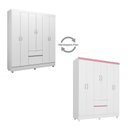 Ver imagem 6 de Guarda Roupa Casal Flash Ii 6 Portas + 2 Gavetas - Demóbile:branco/rosa Flex