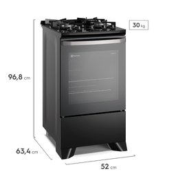 Fogão 4 Bocas Forno 72,6l Electrolux Efficient Preto – Bivolt - Fe4gp - 5