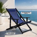Ver imagem 2 de Espreguiçadeira Dobrável Madeira Maciça Envernizada Black com Tecido Listrado Preto/Branco