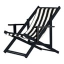 Ver imagem 1 de Espreguiçadeira Dobrável Madeira Maciça Envernizada Black com Tecido Listrado Preto/Branco