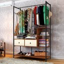 Ver imagem 1 de Guarda Roupa Casal Industrial Mazzara 2 Gavetas MDP Preto Canela-Off White Art Panta