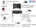 Ver imagem 7 de Cadeira Iso para Escola Escritório Comércio Preta Base Branca Ecomhome