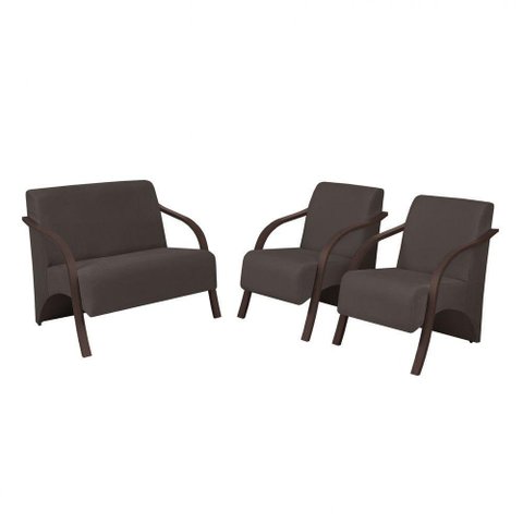 Conjunto Poltronas Vênus Braço Madeira Marrom