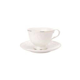 Cj para Chá de Porcelana New Bone China Branca C/filete Dourado Scarlet 14 Peças L'hermitage - 4