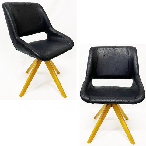 Kit 2 Poltronas Decorativa ARGENTA VAZADA nobuk preto base madeira - Poltronas do Sul