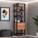 Ver imagem 2 de Closet 2 Gavetas 4 Prateleiras Estilo Industrial Chess F04 Preto/Solanum - Mpozenato