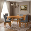 Ver imagem 3 de Conjunto Mesa Jantar 120x90 com 4 Cadeiras Blend Pés Madeira Maciça Sala Moderna - Cinza Escuro