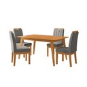 Ver imagem 1 de Conjunto Mesa Jantar 120x90 com 4 Cadeiras Blend Pés Madeira Maciça Sala Moderna - Cinza Escuro