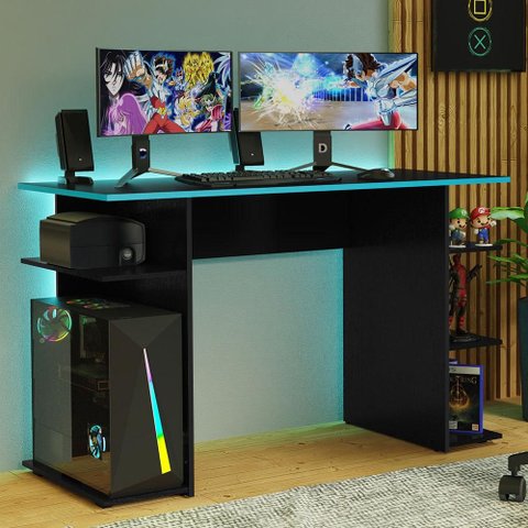 Escrivaninha Mesa para Computador Gamer Preto/azul 9424 Madesa