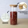 Kit Com 12 Potes Herméticos de Vidro 300ml com Tampa de Bambu - 3