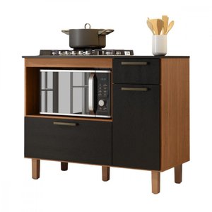 Balcão Master para Cooktop 5 Bocas e Forno Cinamomo Preto Cinamomo com Preto